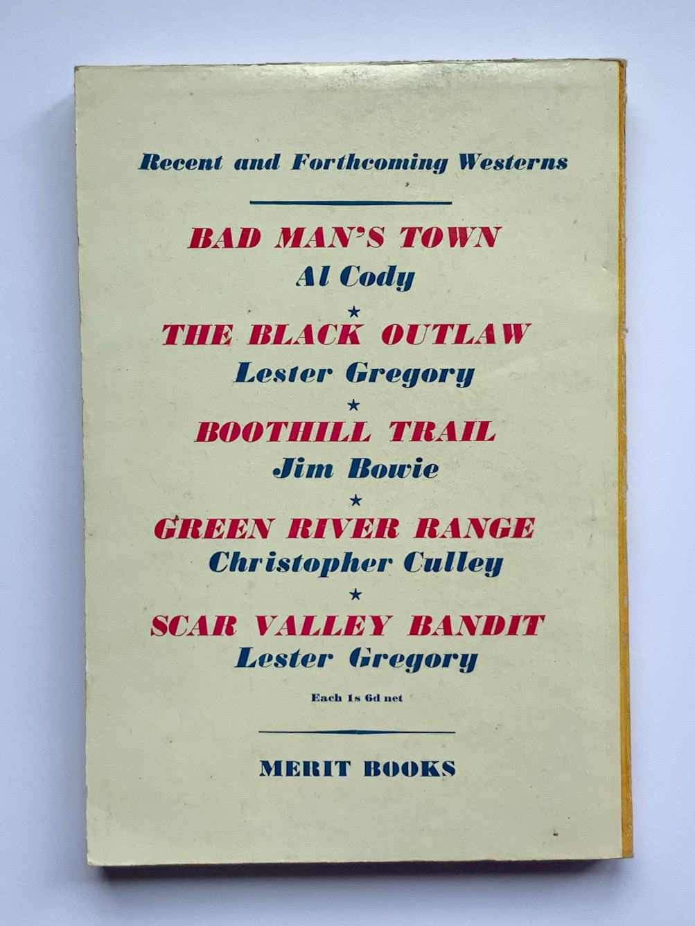 DISASTER TRAIL British Western pulp fiction book 1954